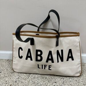 “Cabana Life” Canvas and Leather Tote Bag